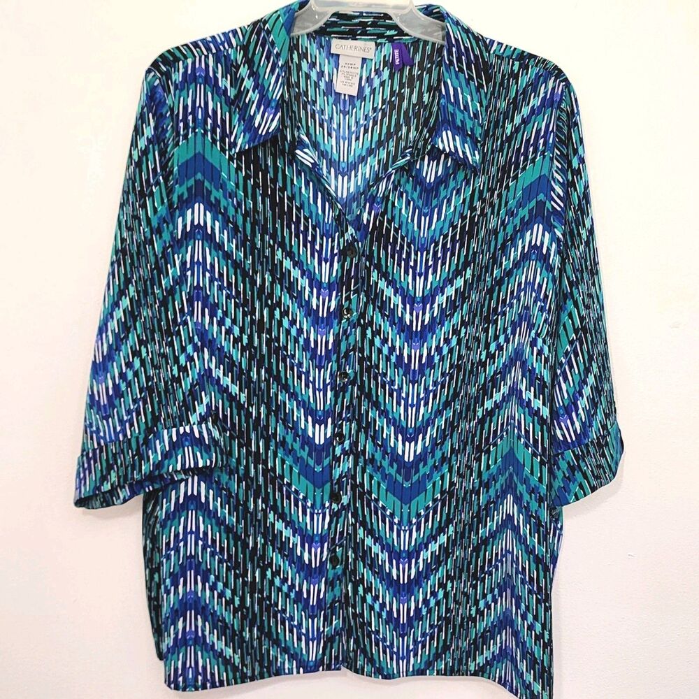 Catherines Women’s Blouse Size 3XWP 26/28WP Top Button Front Business Casual